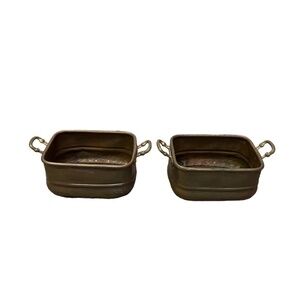 Set Of 2  Copper and Brass Pot‎ or Double Boiler, Solid Copper Pot with Handles